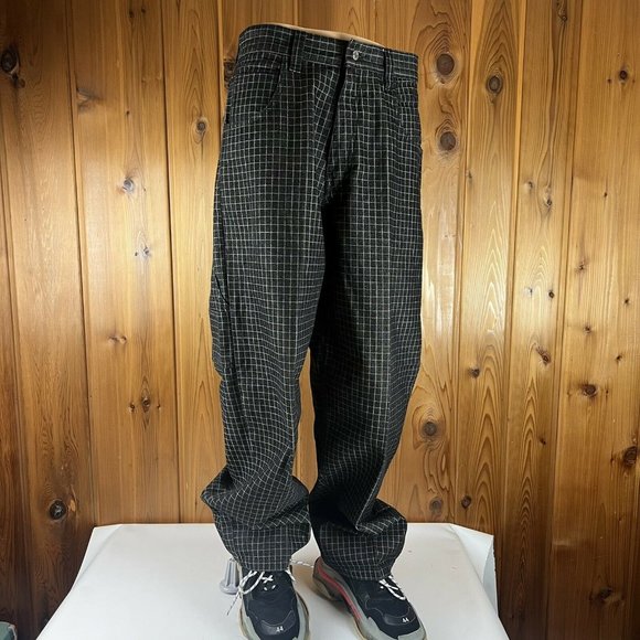 IceBerg History Vintage Plaid Hammer Loop Baggy Jeans Made in Italy Rare 34x32 - Picture 2 of 11